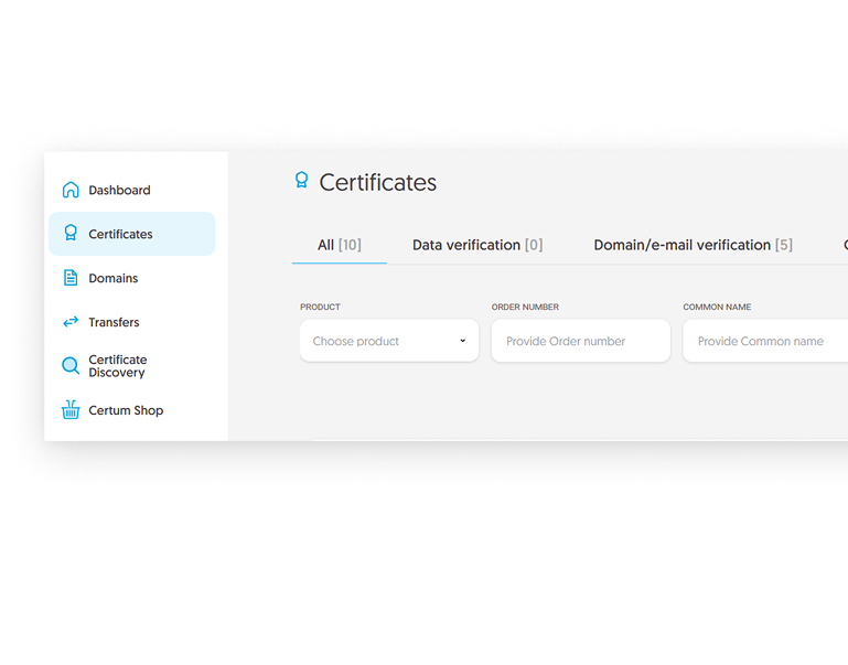 CertManager certificate management panel