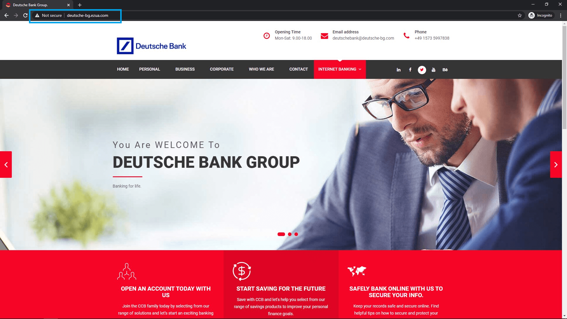 Fig. 3 A fake bank webiste